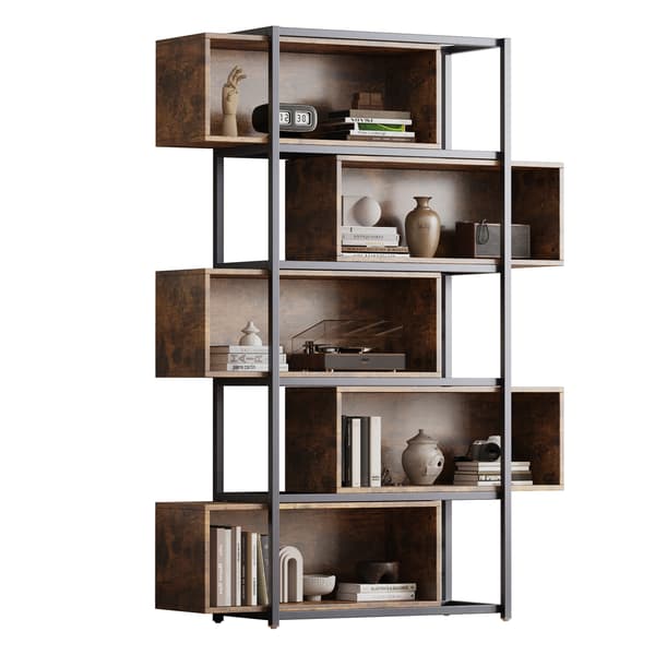 SONNENH Reol, MDF, Sort / Brun, 121 × 35 × 176 cm