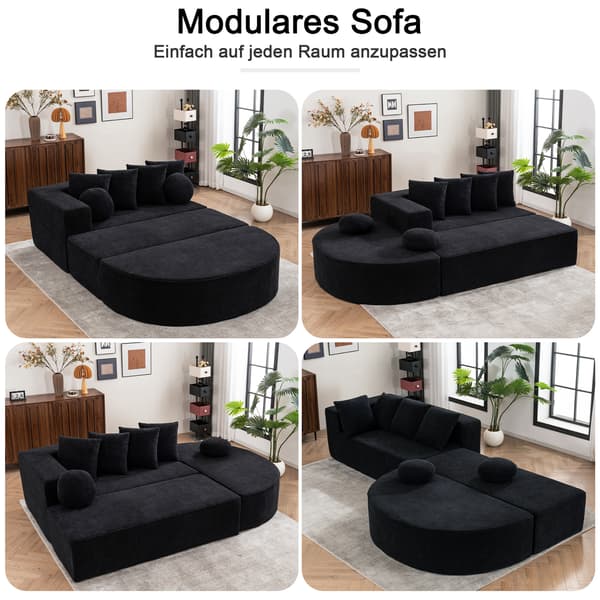 SONNENH Helt komprimerad benlös soffa, vardagsrum/sovrum med segmenterad molnsoffa, modern modulsoffa, ingen montering, bekvämt hudvänligt chenilletyg