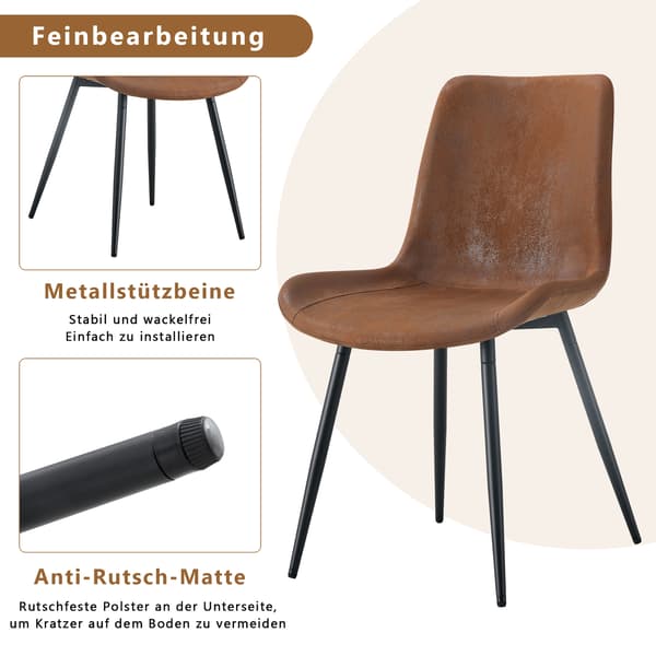 SONNENH 4 Piece Set Brown Breathable Tech Fabric Dining Chairs: Modern design med breddade sittplats