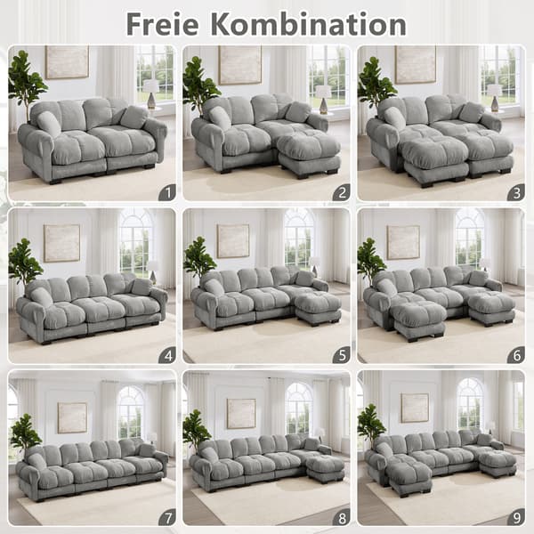 SONNENH 2-sitsig Chenille Sofa, L-formad Modular Corner Sofa, Fine Quilted Design, Elegant Style, Thick Seat Cushions, Soft & Supportive