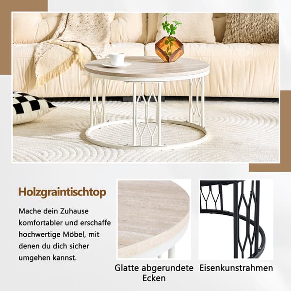 SONNENH Soffbord, MDF / Metall, Vit, 70 × 70 × 40,5 cm