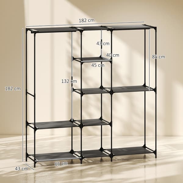 SONNENH Opbevaringsskab, Polyester, Sort, 182 × 43 × 182 cm