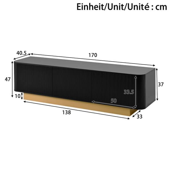 SONNENH TV-bord, MDF / Spånplade, Sort, 170 × 40,5 × 47 cm