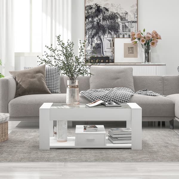 SONNENH Sofabord, Spånplade, Hvid, 100 × 50 × 40 cm