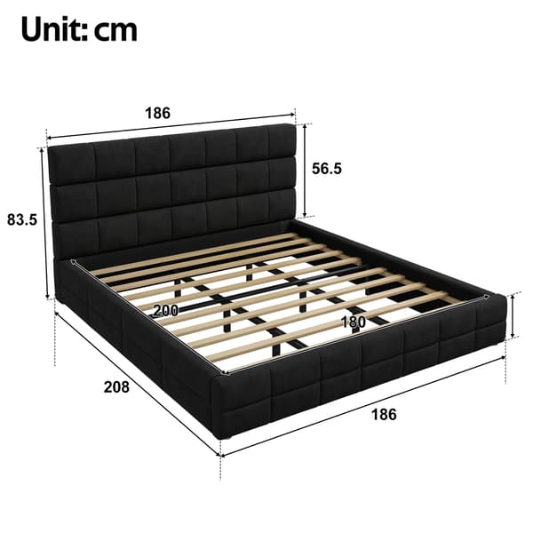 SONNENH 180x200 polstrede platformsseng, sort