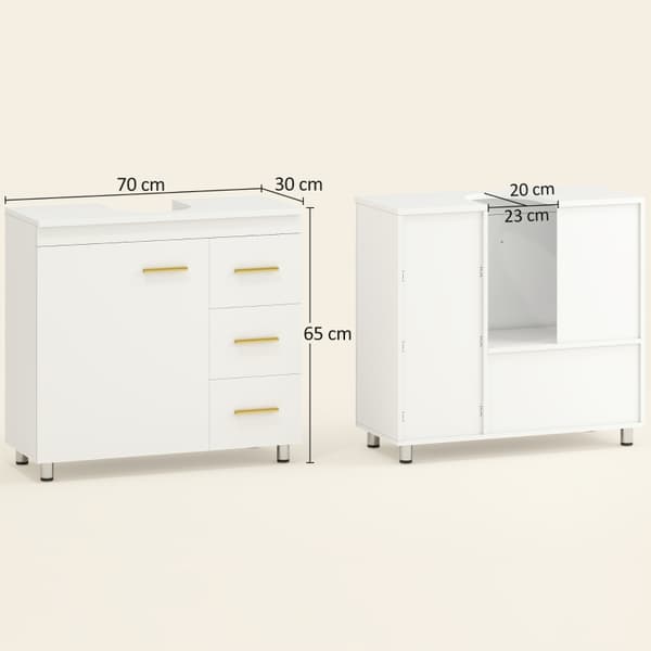 SONNENH Badrumsunderskåp, 3-våningsdesign, MDF, spånskiva, vit