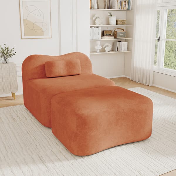 SONNENH Sofa, Velour, Orange, 96 × 167 × 70 cm