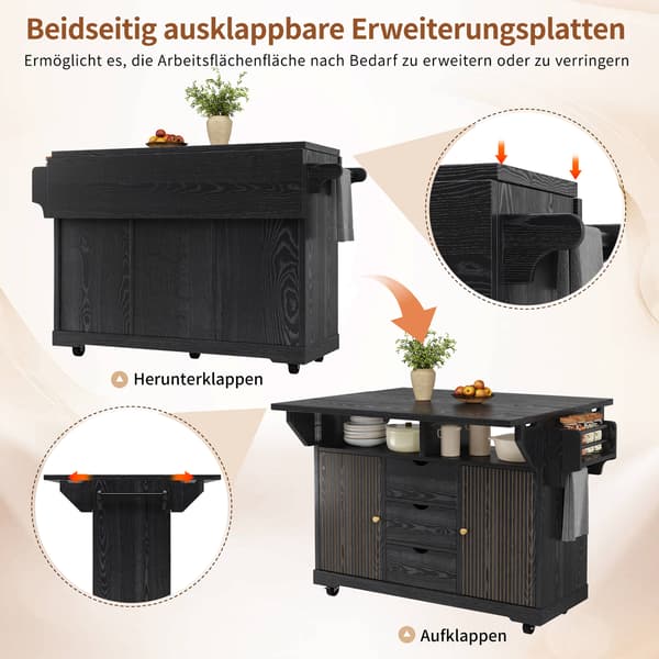 SONNENH Køkkenvogn, MDF, Sort, 142,5 × 80 × 95 cm