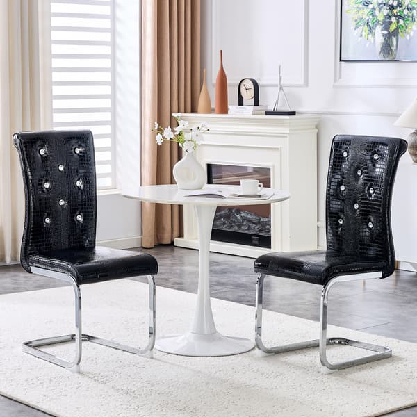 SONNENH Spisestuestol – sæt med 2, Metal / PVC, Sort, 57 × 41 × 101,5 cm