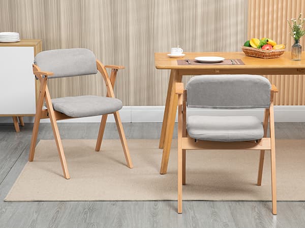 SONNENH HOMEFUN Folding Chairs med Armrest, Wooden Stackable Foldable Dining Chair med vadderade säten Set av 2 Extra för gäster Kitchen Office