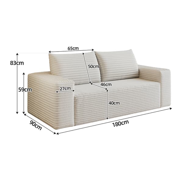 SONNENH 2-sitssoffa, Tyg, Krämvit, 180 × 90 × 83 cm
