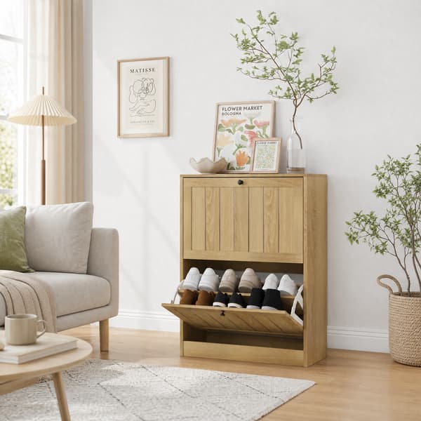 SONNENH Skoskab, MDF / Spånplade, Eg, 60 × 24 × 80 cm