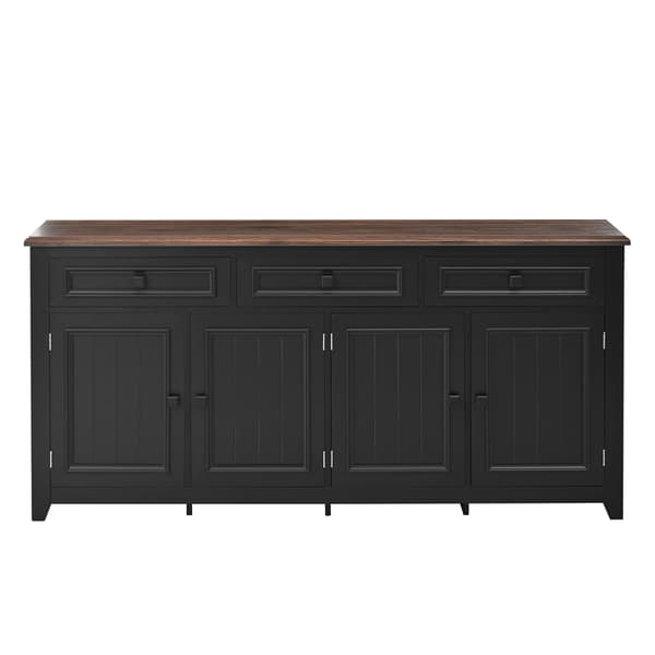 SONNENH Sideboard, MDF, Svart, 160 × 35 × 76 cm