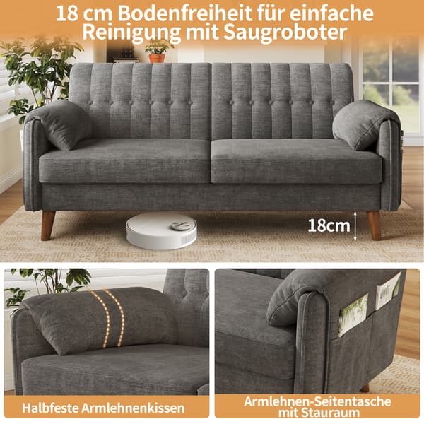 SONNENH 2-sitssoffa, Chenille, Ljusgrå, 161,5 × 79 × 83,5 cm