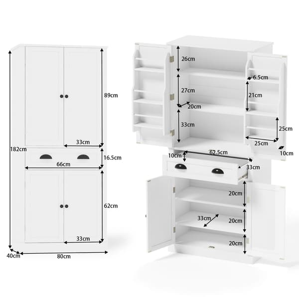 SONNENH Sideboard, MDF, Vit, 80 × 40 × 182 cm