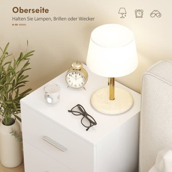 SONNENH 3 Drawer Bedside Table Side Chest för sovrum MDF White