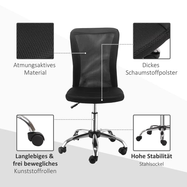 SONNENH Kontorstol, Polyester, Sort, 43 × 58 × 100 cm