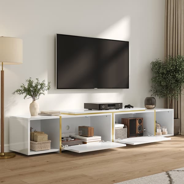 SONNENH TV-bord, Spånplade, Hvid, 275 × 35 × 37 cm