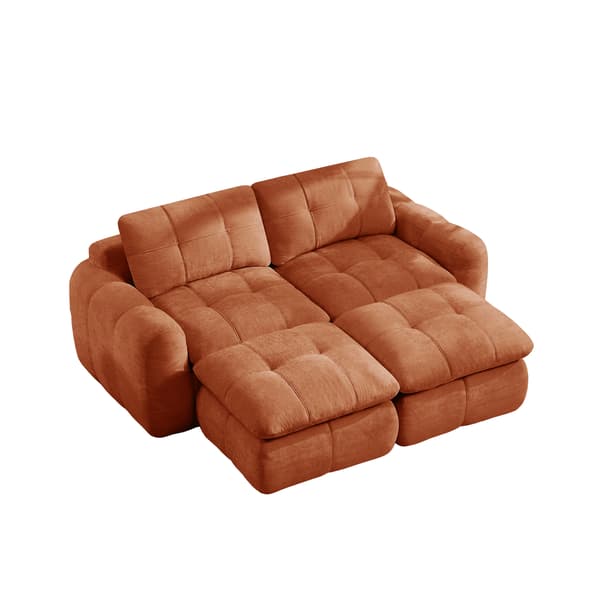 SONNENH 2-personers sofa, Chenille, Orange, 194 × 160 × 68 cm