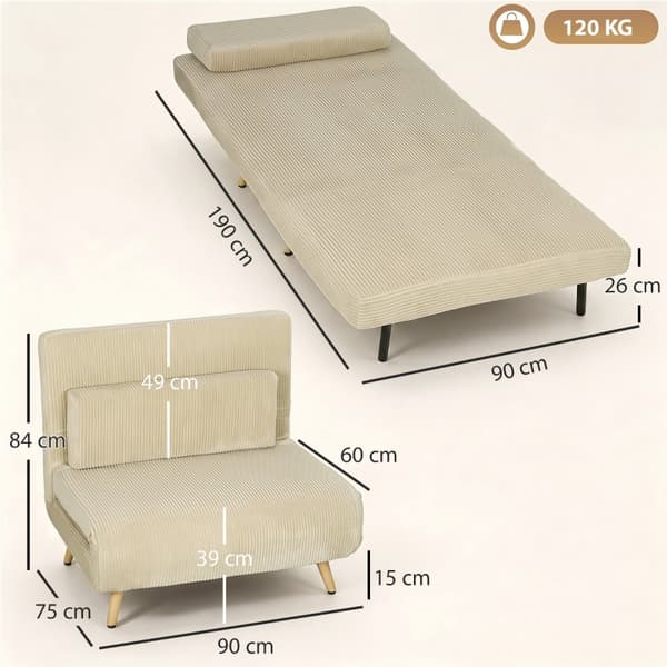 SONNENH Bäddsoffa, Polyester, Beige, 90 × 75 × 84 cm