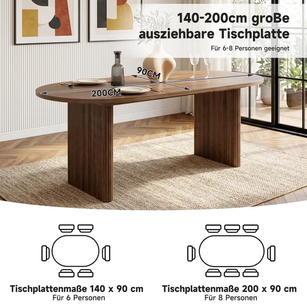 SONNENH Matbord, MDF, Valnöt, 200 × 90 × 75 cm