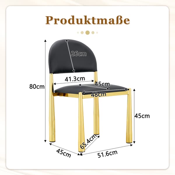 SONNENH Matstol – set med 2, PU, Svart, 45 × 48 × 80 cm