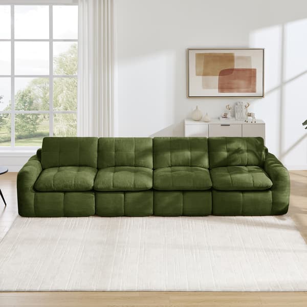 SONNENH Sofa, Chenille, Grøn, 334 × 97 × 68 cm