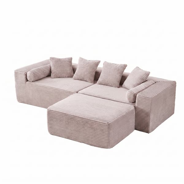 SONNENH Modulär tvärsektion med L-formad vilstol, molnsoffa, vardagsrum, sovrum mjuk kudde soffa - ingen installation krävs - chenilletyg (Beige)