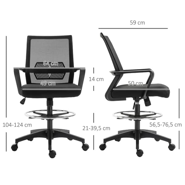 SONNENH Kontorstol, Plast, Sort, 64 × 59 × 124 cm