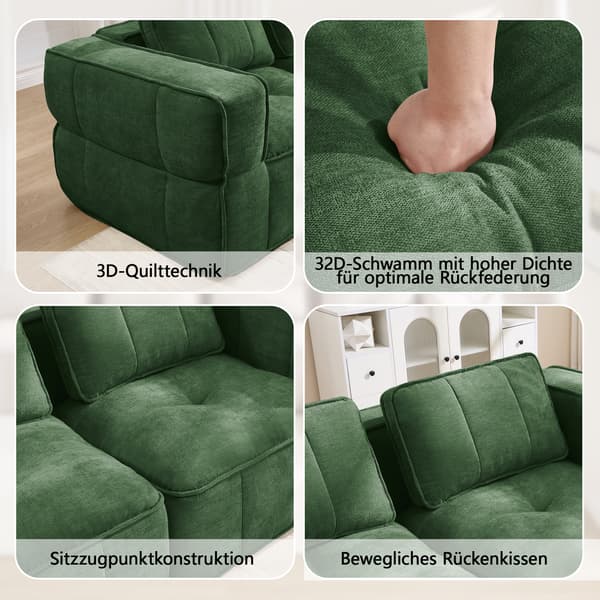 SONNENH 3-sitssoffa, Polyester, Grön, 271 × 162 × 67 cm