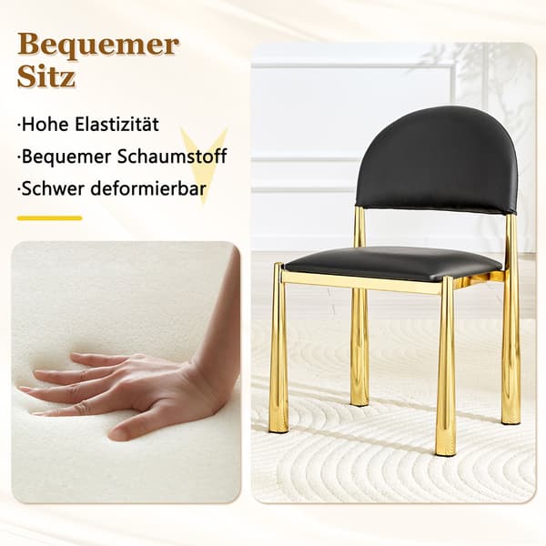 SONNENH Spisestuestol – sæt med 2, PU, Sort, 45 × 48 × 80 cm