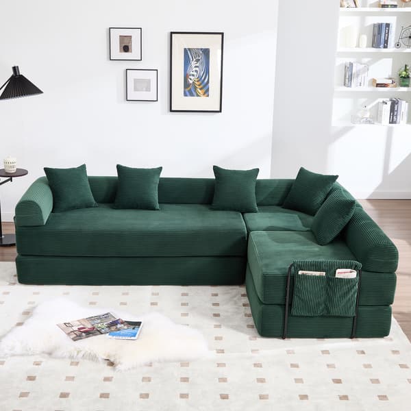 SONNENH Sofa, Fløjl, Smaragdgrøn, 270 × 180 × 64 cm