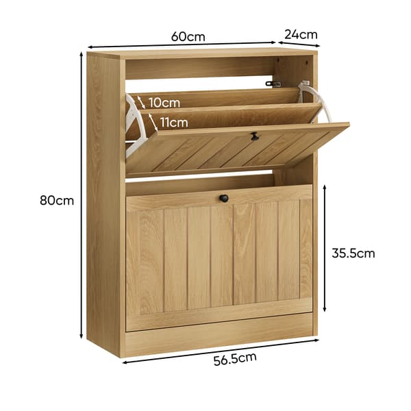 SONNENH Skoskab, MDF / Spånplade, Eg, 60 × 24 × 80 cm
