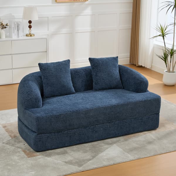 SONNENH Bäddsoffa, Chenille, Marinblå, 157 × 84 × 65 cm