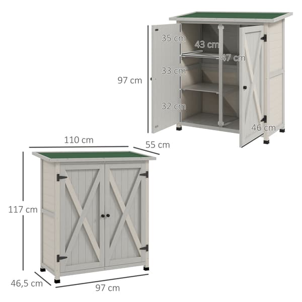 SONNENH Förvaringslåda för utomhusbruk, Trä, Ljusgrå, 110 × 55 × 117 cm