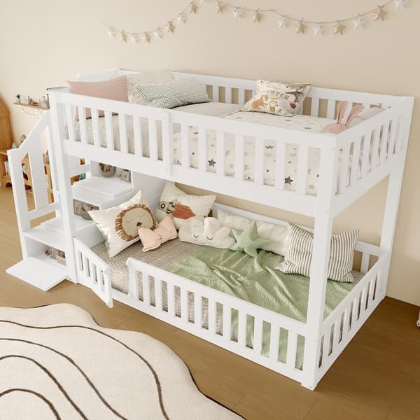SONNENH 90X200 Bunk Bed, stege med lagring, vit