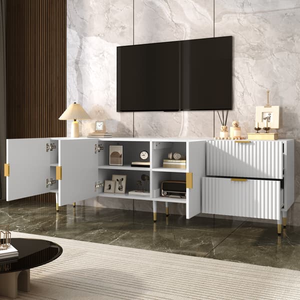 SONNENH TV-bord, MDF / Spånplade, Hvid, 170 × 35,5 × 55 cm
