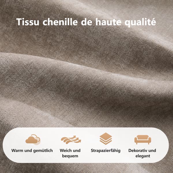 SONNENH Elovin Ottoman Chenille Taupe