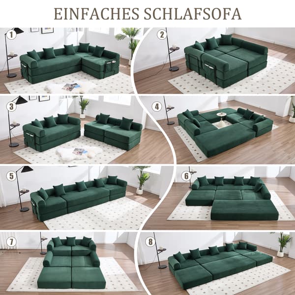 SONNENH Sofa, Fløjl, Smaragdgrøn, 270 × 180 × 64 cm