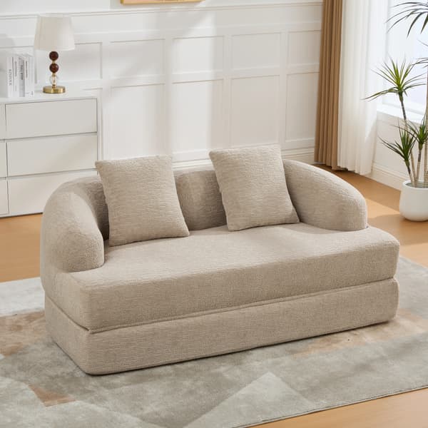 SONNENH Bäddsoffa, Chenille, Khaki, 157 × 84 × 65 cm