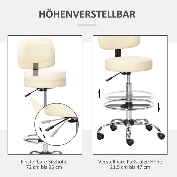 SONNENH Barstol, Stål, Beige, 56 × 57 × 104 cm