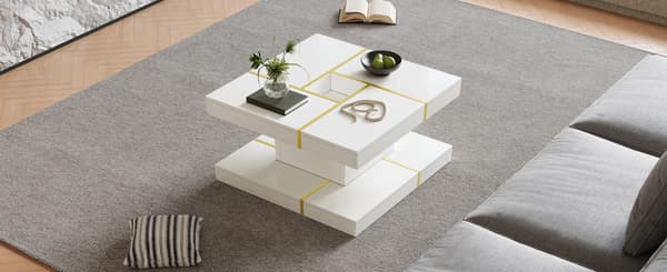 SONNENH Sofabord, Spånplade, Hvid, 80 × 80 × 38 cm