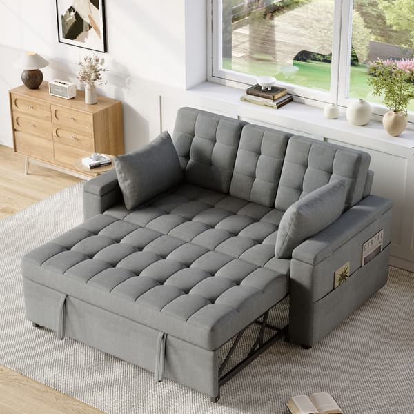SONNENH Sovesofa, Hørlook, Grå, 159 × 142,5 × 92 cm