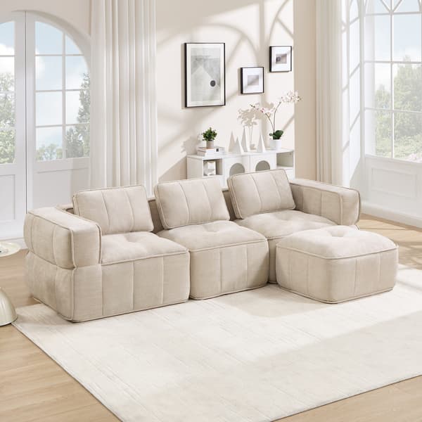 SONNENH 3-personers sofa, Polyester, Beige, 271 × 162 × 67 cm