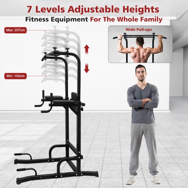 SONNENH Power Tower pull-up bar træningsstation til dips til styrketræning, egnet til hjemmefitness