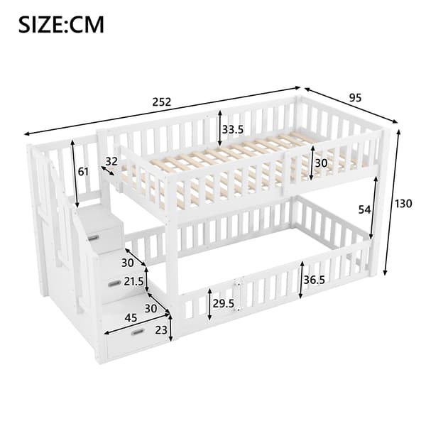 SONNENH 90X200 Bunk Bed, stege med lagring, vit