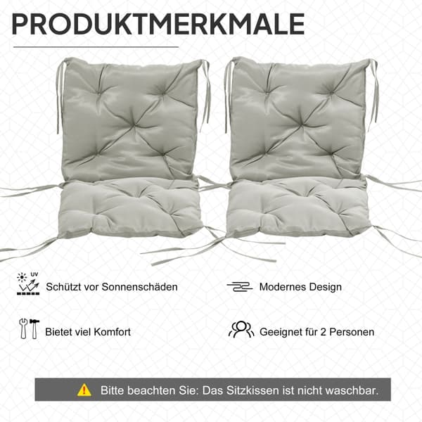 SONNENH Siddehynde – sæt med 2, Polyester, Lysegrå, 98 × 50 × 8 cm