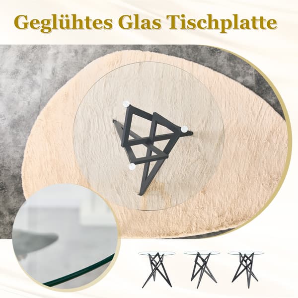 SONNENH Sofabord, Glas / Metal, Sort, 85 × 85 × 75,7 cm