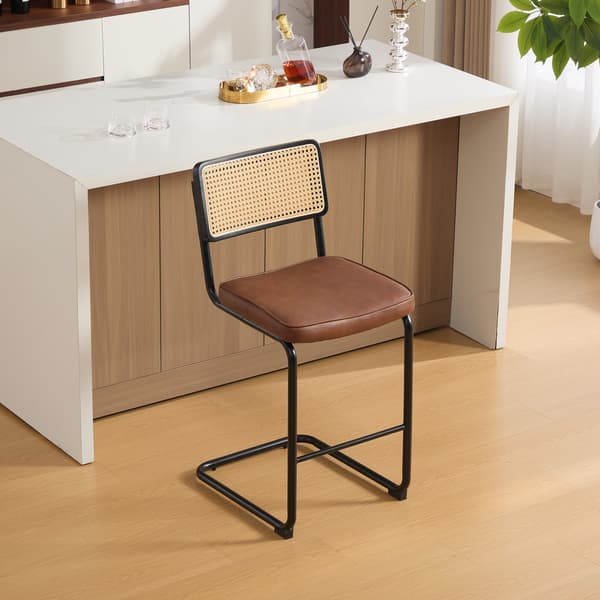 SONNENH Barstol – set med 2, PU, Brun, 47 × 53,5 × 98 cm