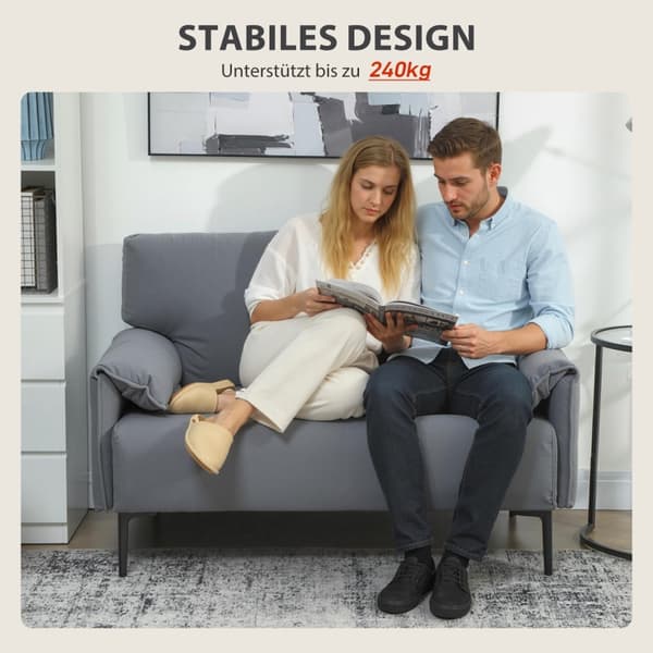 SONNENH 2-sits soffa, tjocka kuddar, sammetsöverdrag, stoppad soffa, Grå